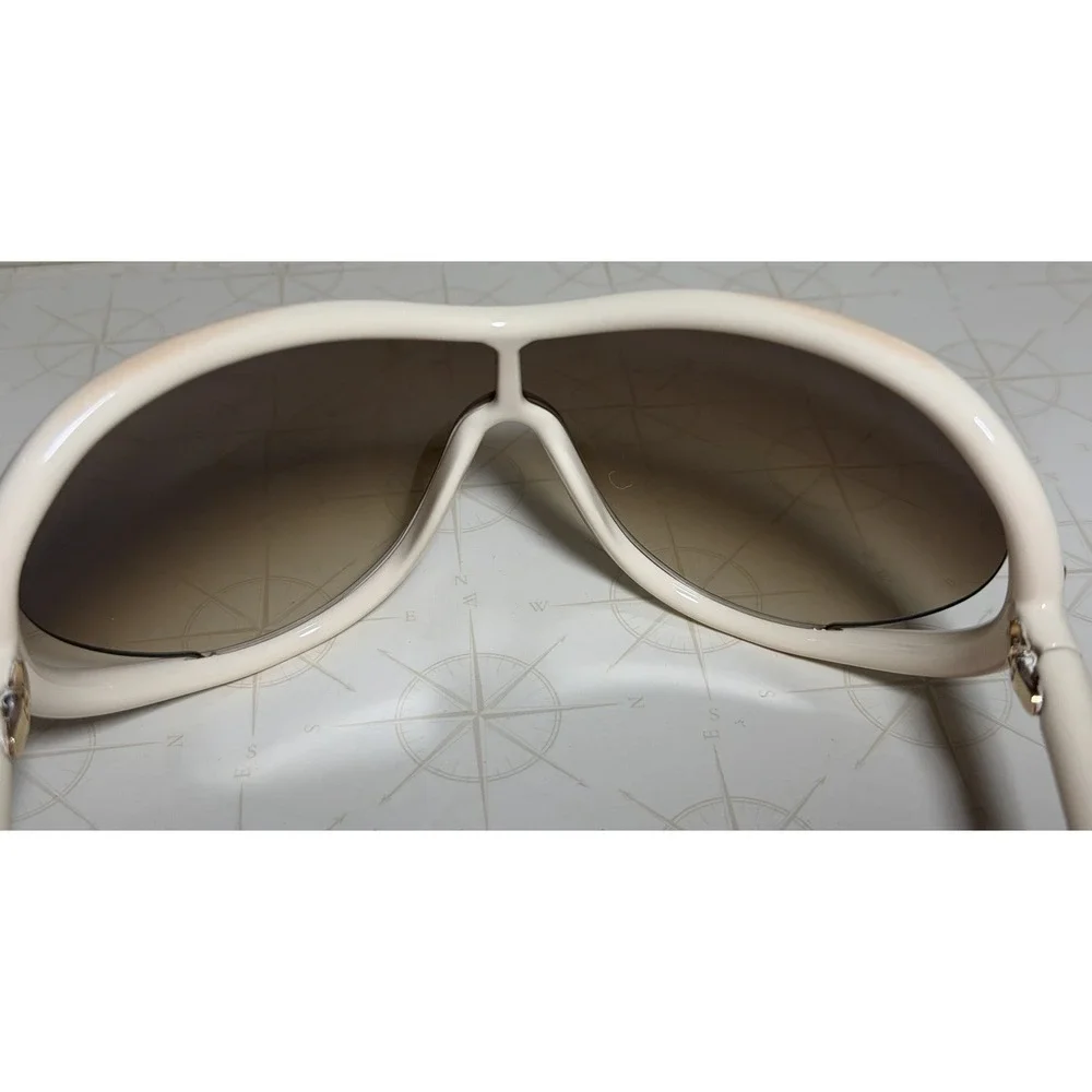 Rare Archive Tom Ford FT267 Grant 25F Shield Women's Sunglasses Ivory w/Case